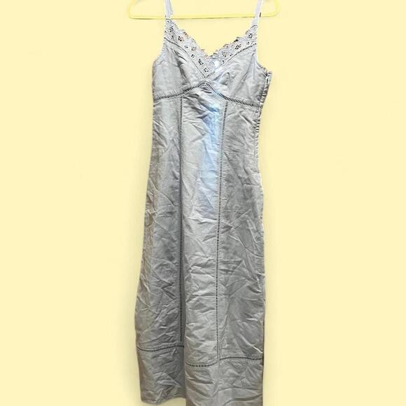 Madewell Sweetheart Sleeveless Dress in Linen-Cotton Blend in Powder Blue - Picture 2 of 5